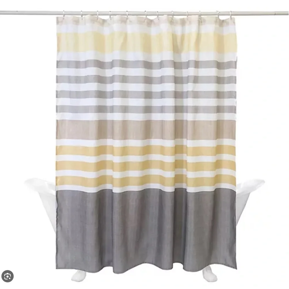 🔶🔶 Striped Shower Curtain & Hooks Set 🔶🔶